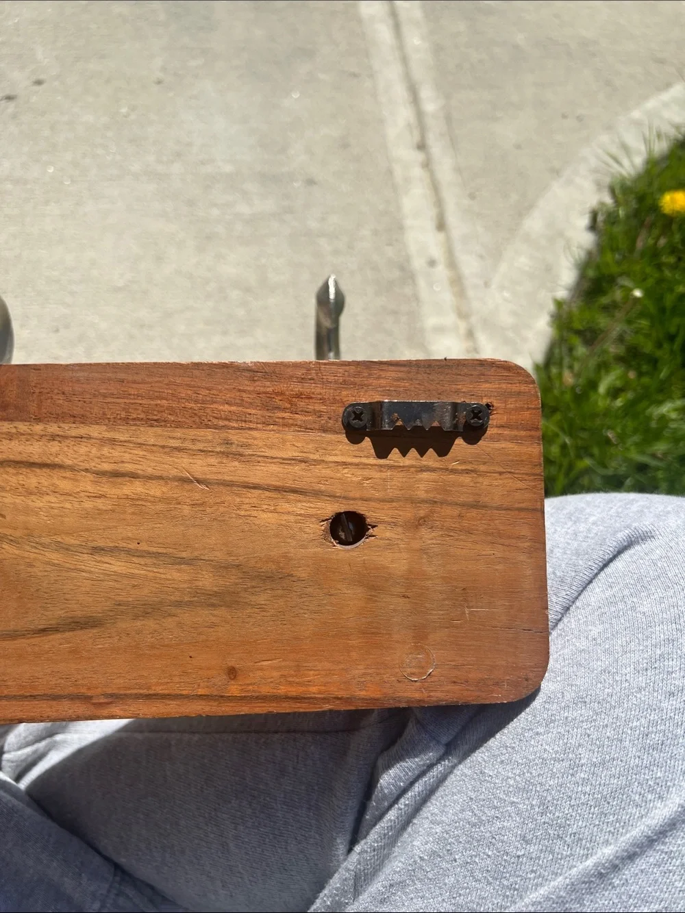 Rustic Wood and Metal Wall Hook Rack - Silver Hooks